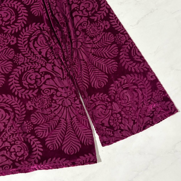 Roz & Ali Magenta Velvet Burnout Long Sleeve Shirt Whimsigoth Fairy Grunge Fall - Picture 5 of 5